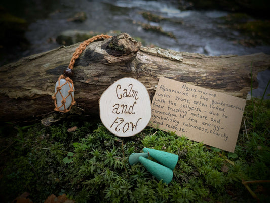 Aquamarine Crystal Nature Grounding Set with woodburning