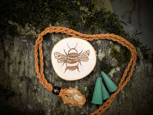 Our Citrine Nature Grounding Set, with Bee Woodburning Pyrography
