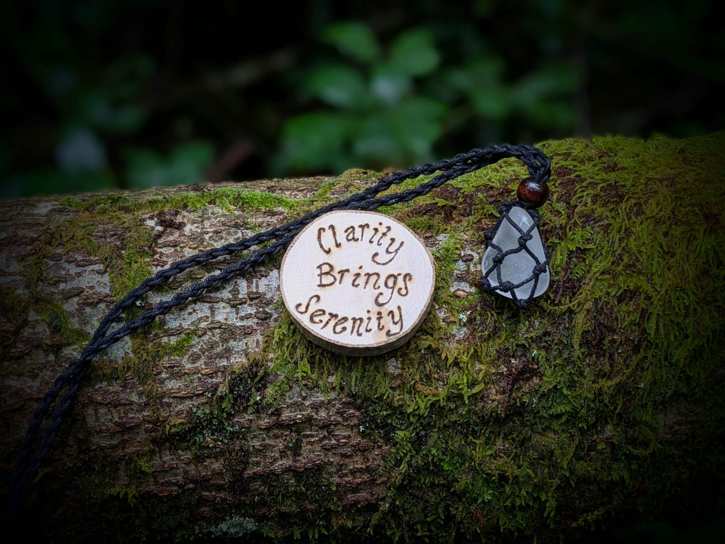 Our Clear Quartz Nature Grounding Set, with Wolf Woodburning Pyrography