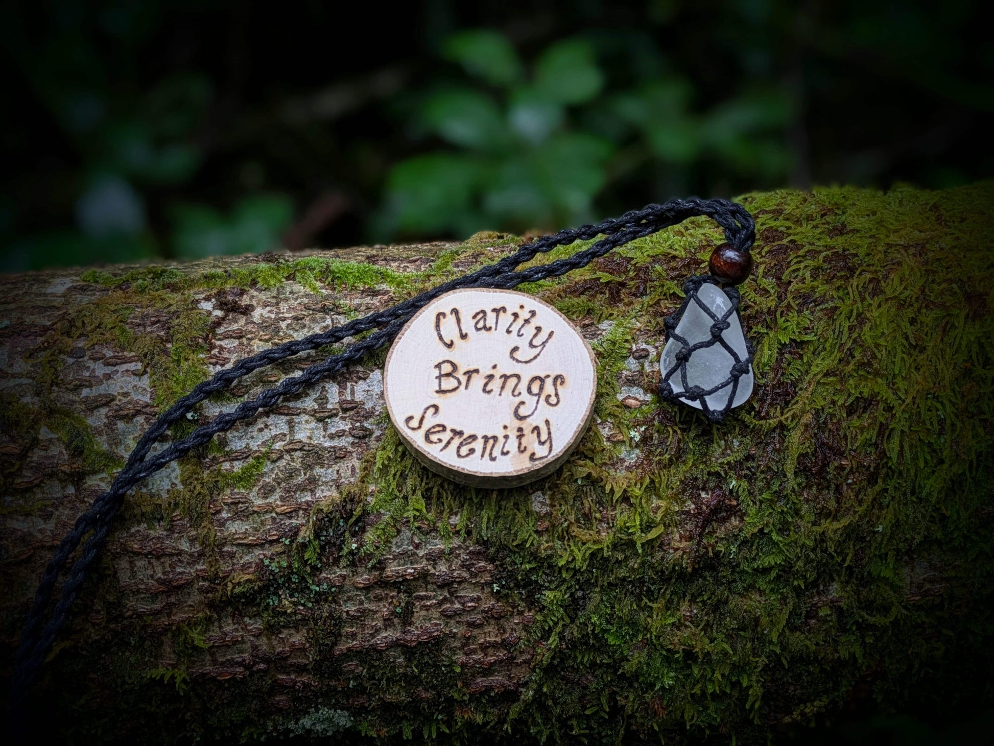 Our Clear Quartz Nature Grounding Set, with Wolf Woodburning Pyrography