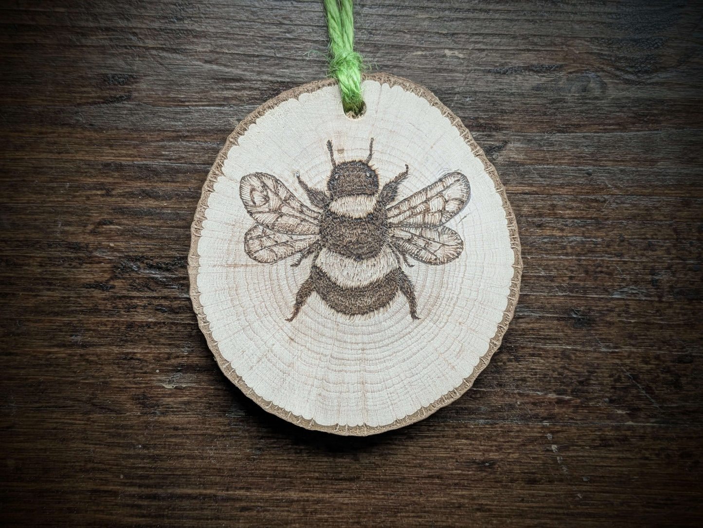 Bee pyrography/ wood burning on Welsh Hazel 