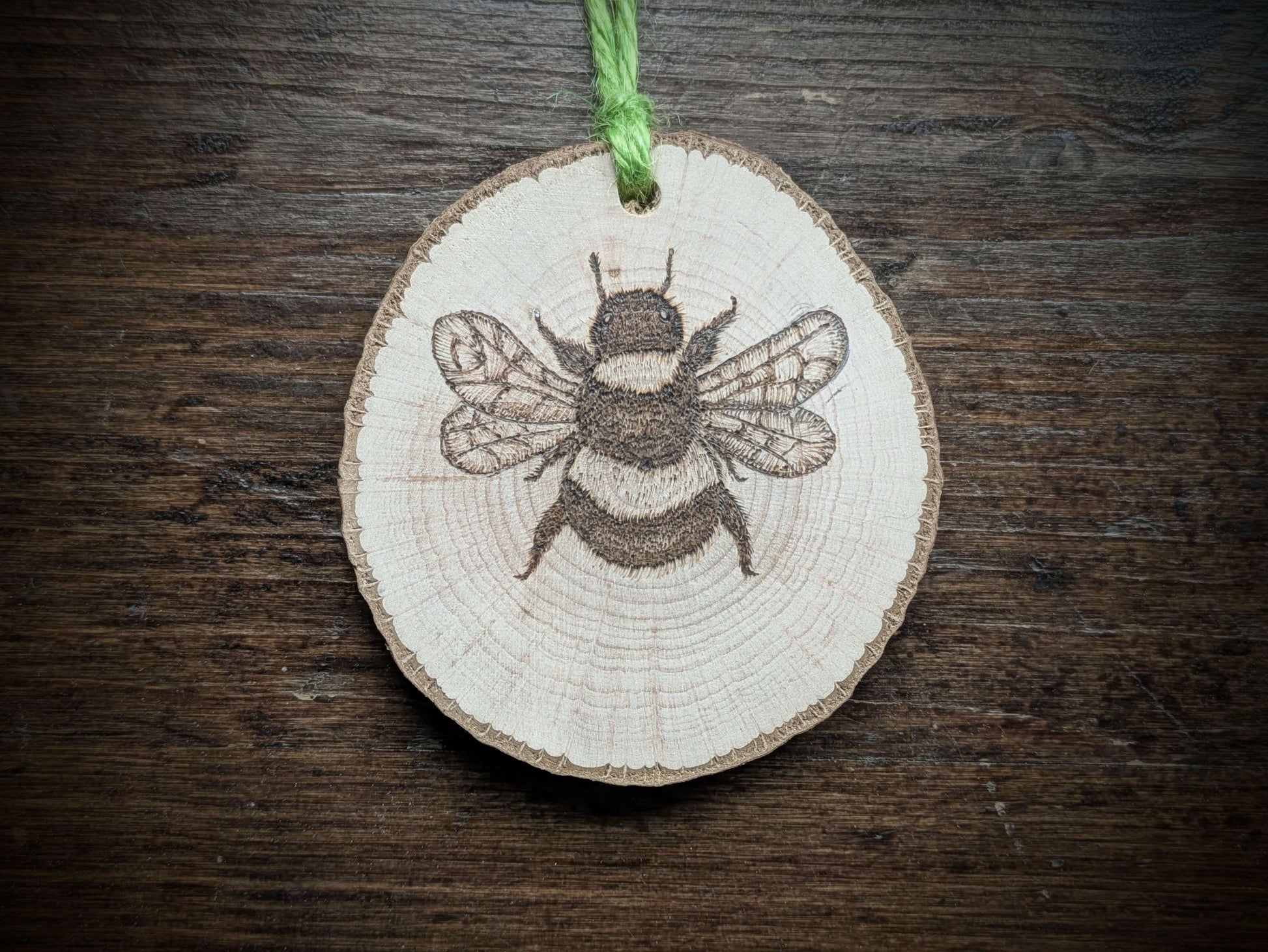 Bee pyrography/ wood burning on Welsh Hazel 
